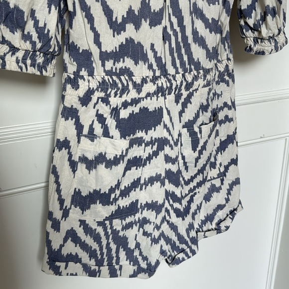 SAYLOR RAFAELA DENIM SHORTS ROMPER Blue Zebra Print Womens Size Small - Picture 10 of 13
